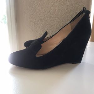 Vince Camuto Signature Black Suede Wedge Heels-6.5